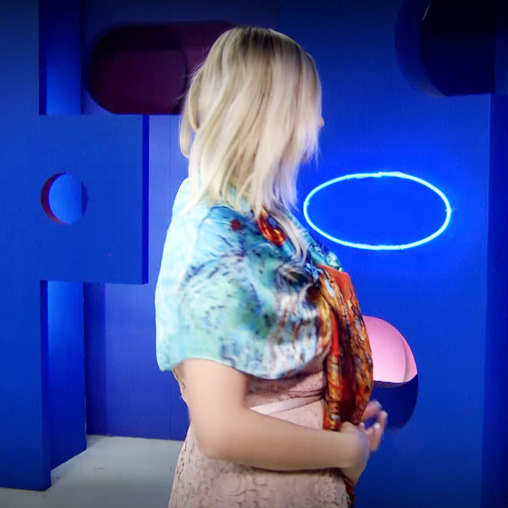 Šála-šátek ze 100% Pravého Hedvábí, 90 cm x 180 cm, Impresionistický západ slunce | -80% Akce na Šperky