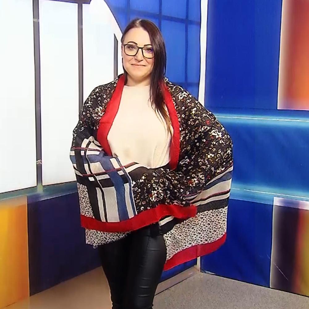 Kostkovaná a Květinová Šála-šátek, 90 cm x 180 cm | -80% Akce na Šperky