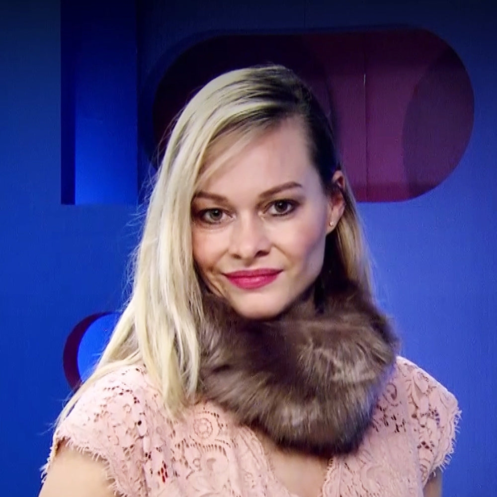 Dvojbarevná Šála z umělé Kožešiny, 22cm x 40cm, Hnědá | -80% Akce na Šperky