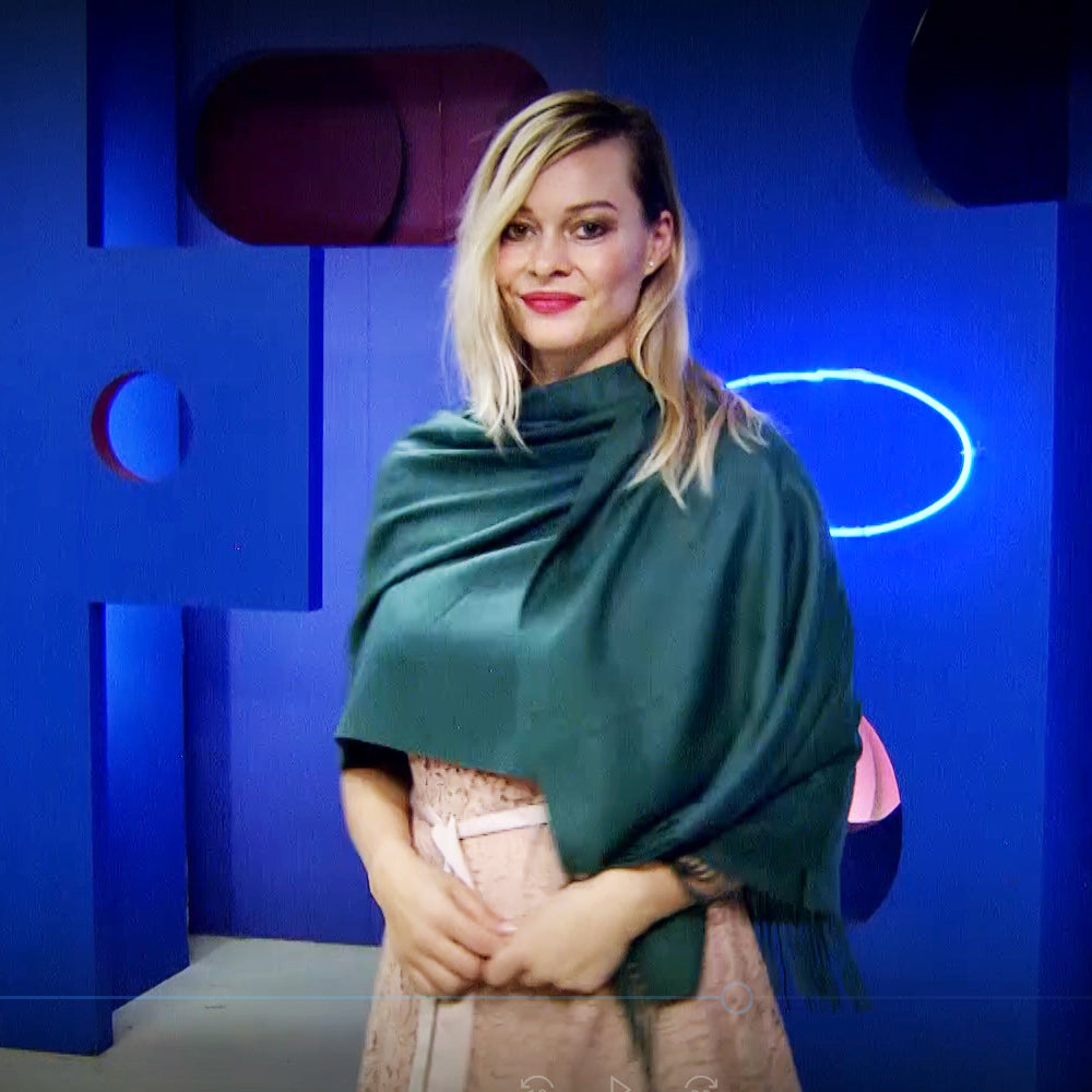 Šála-šátek ze 100% Pravého Pashmina Kašmíru, 70 cm x 180 cm, Smaradgově zelená | -80% Akce na Šperky