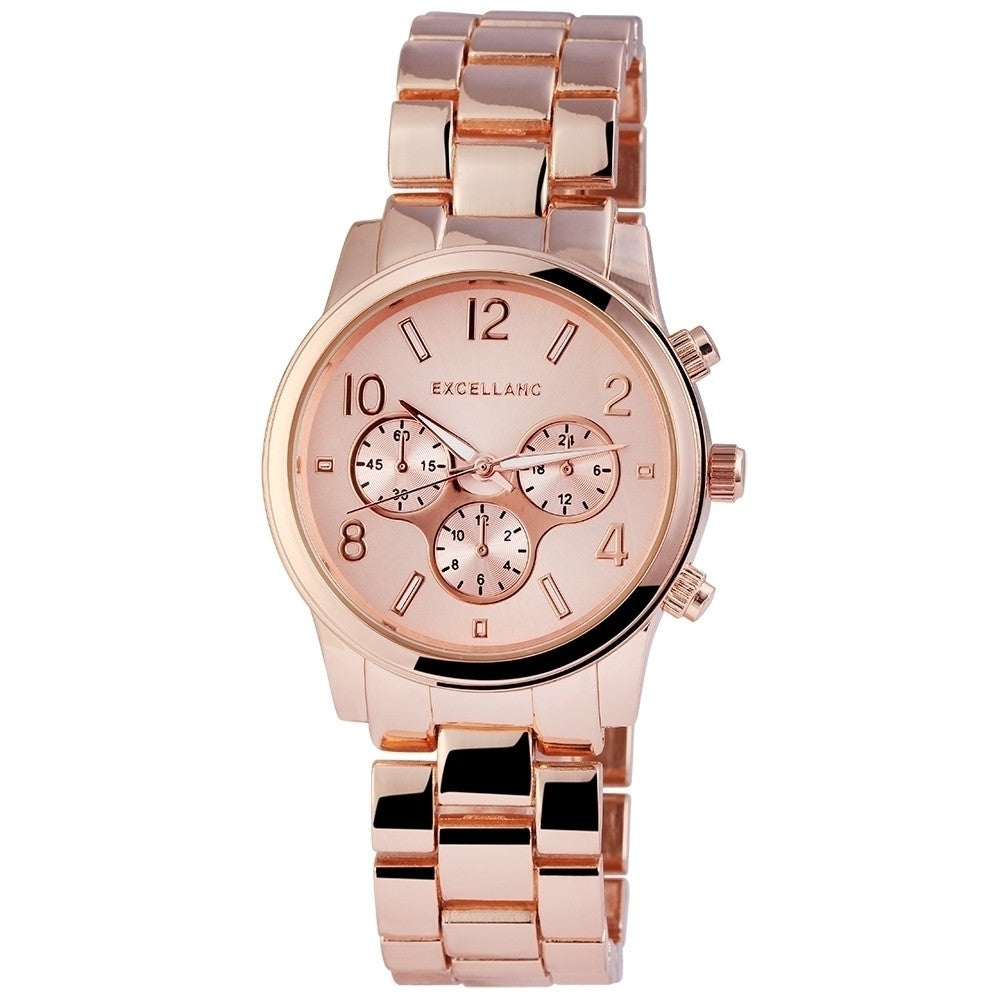 Excellanc dámské hodinky s kovovým řemínkem, barva růžového zlata, vysoce kvalitní křemenný mechanismus, ciferník v barvě růžového zlata | -80% Akce na Šperky
