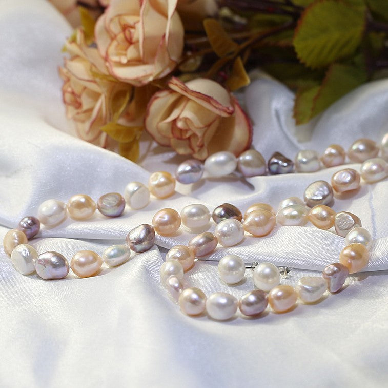 Stříbrná Sada s Vícebarevnou Barokní Sladkovodní Perlou | -80% Akce na Šperky