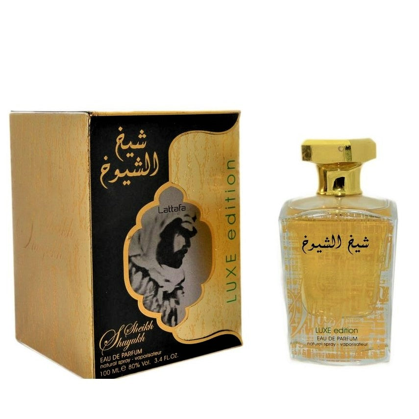 100ml Eau de Perfume Sheikh Shuyukh Luxe Spicy Caramel Fragrance For Men (Top: Cinnamon, Saffron, Roses / Middle: Patchouli, Caramel / Base: Amber, Vanilla, Ambroxan, Woody Notes) | -80% Akce na Šperky