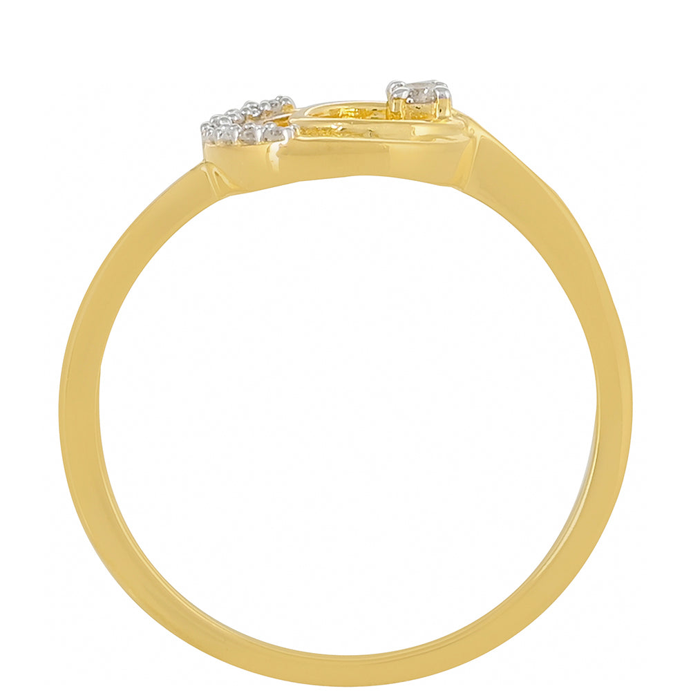 Pozlacené Stříbro 925/1000 - Prsten s Bílým Diamantem - Karátové číslo: 0.06. přibližná hmotnost: 1.44 gramů