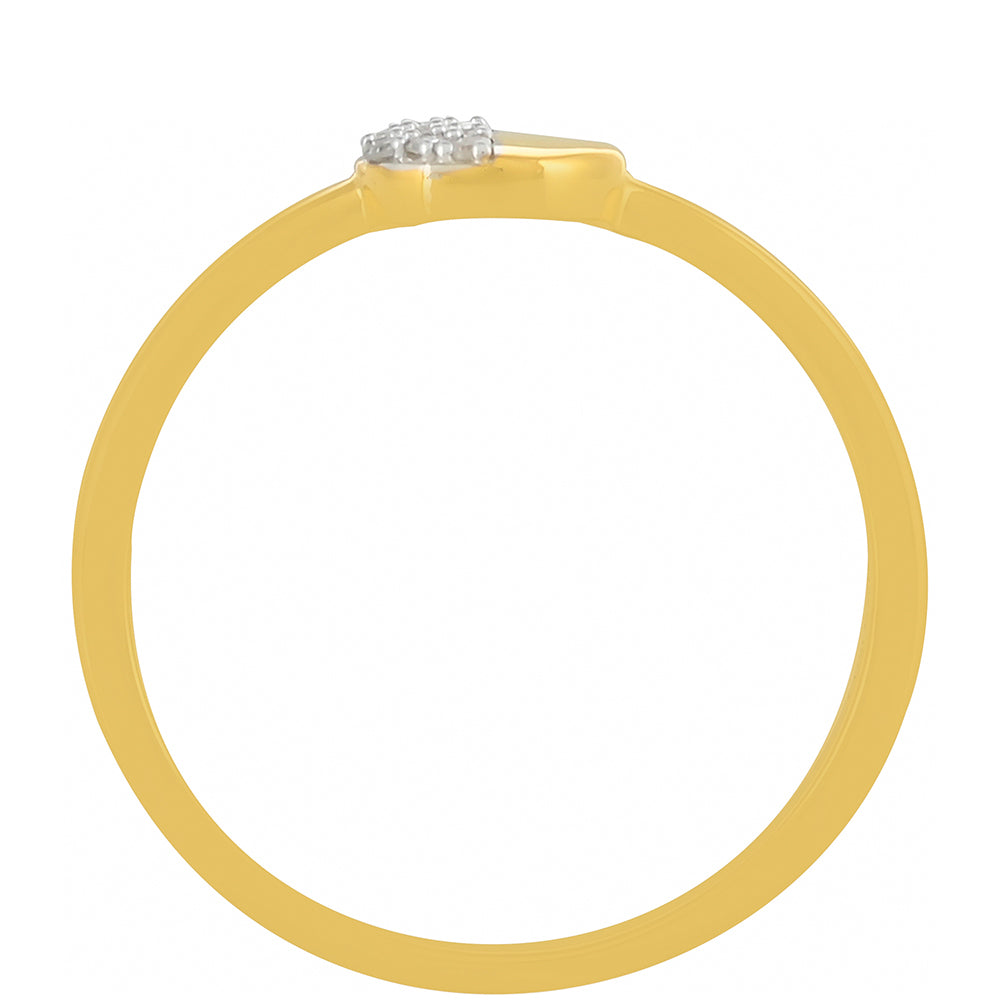 Pozlacené Stříbro 925/1000 - Prsten s Bílým Diamantem - Karátové číslo: 0.07. přibližná hmotnost: 1.42 gramů