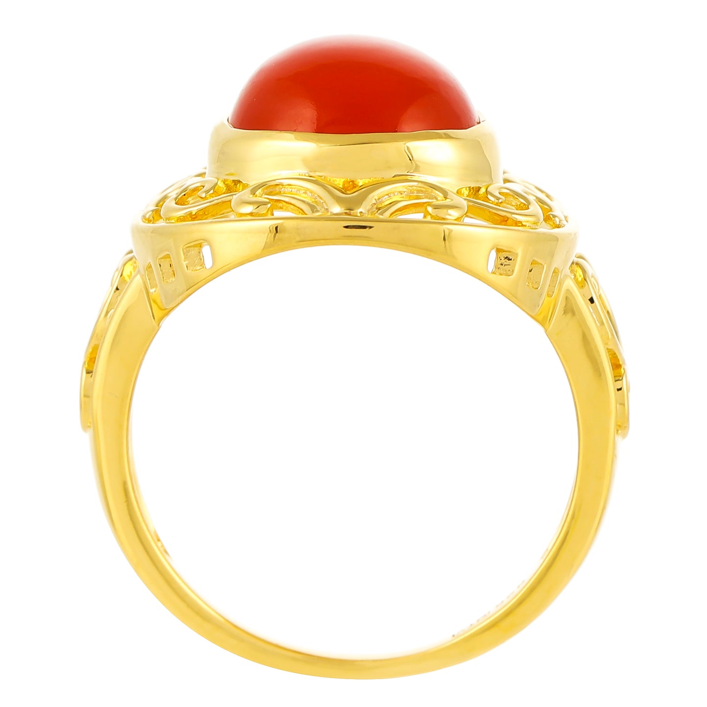 Pozlacený Stříbrný Prsten s Karneolem