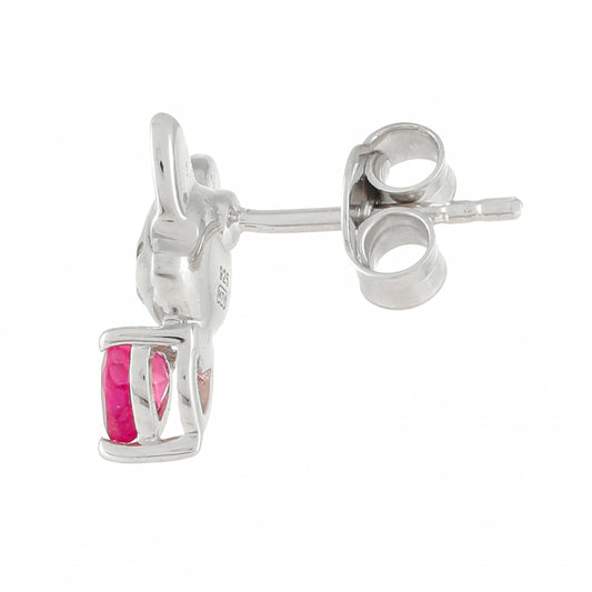 Stříbro 925/1000 - Náušnice s Thajským Rubínem - Karátové číslo: 0.74. přibližná hmotnost: 2.73 gramů