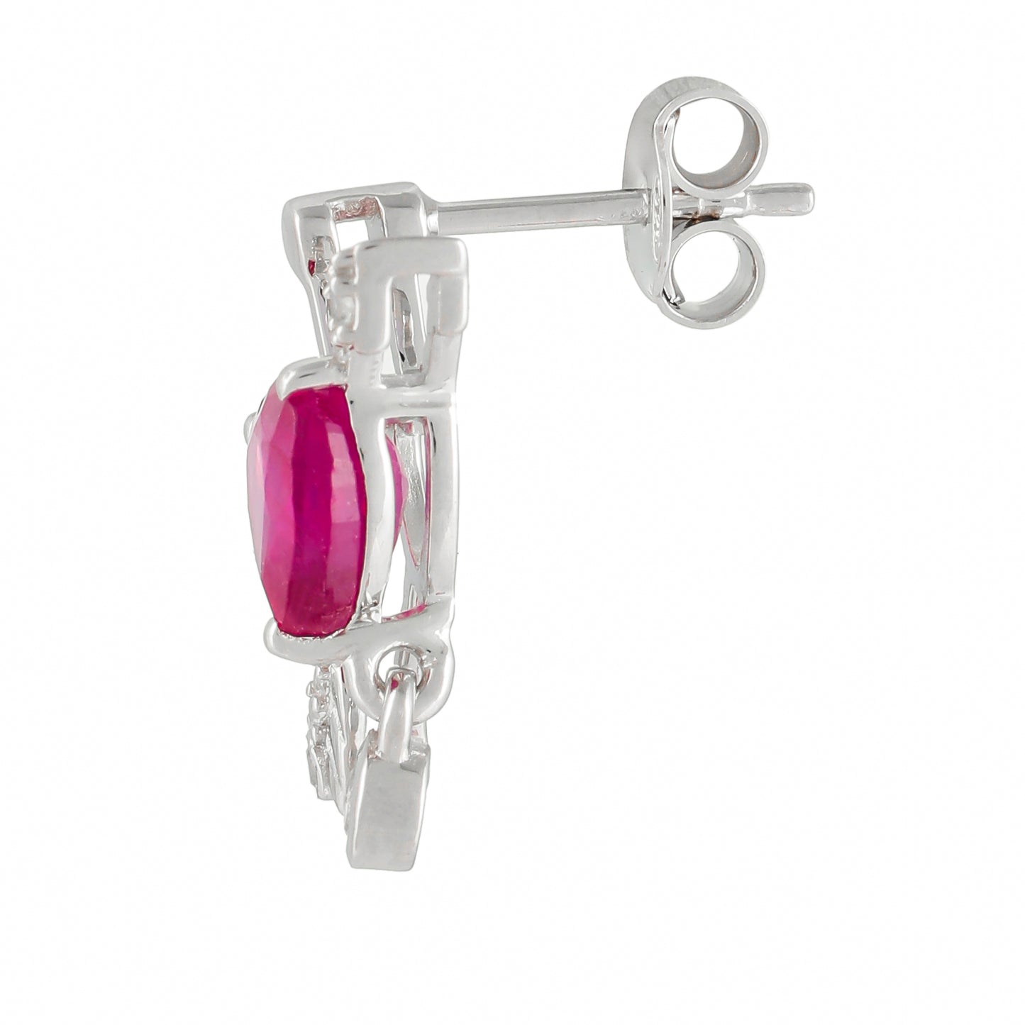 Stříbro 925/1000 - Náušnice s Thajským Rubínem a Černým spinelem - Karátové číslo: 2.69. přibližná hmotnost: 4.65 gramů