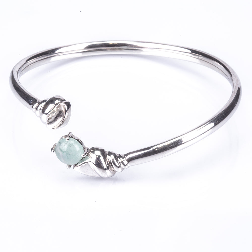 Stříbro 925/1000 - Náramek se Zambijským Zeleným Chalcedonem - Karátové číslo: 1.69. přibližná hmotnost: 14.42 gramů