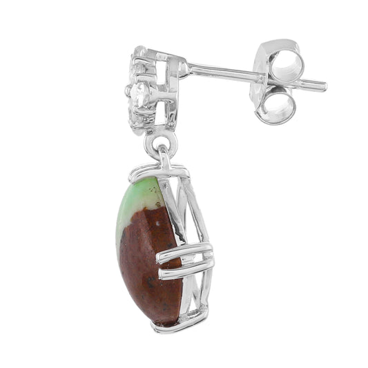 Stříbrné Náušnice s Mátovým Chrysoprasem a Přírodním Zirkonem | -80% Akce na Šperky