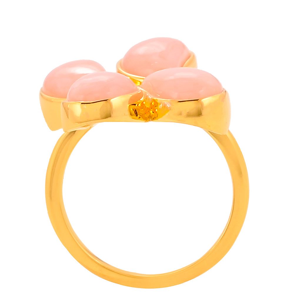 Pozlacený Stříbrný Prsten s Růžovým Opálem