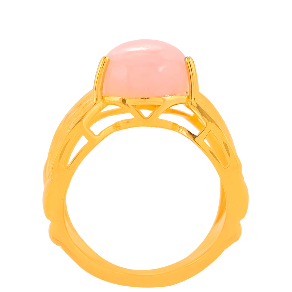 Pozlacený Stříbrný Prsten s Růžovým Opálem