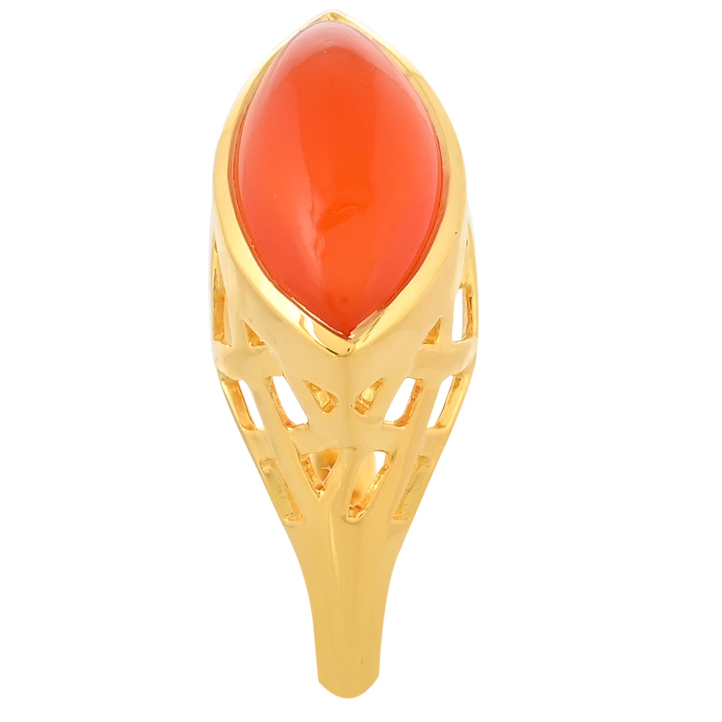 Pozlacené Stříbro 925/1000 - Prsten s Karneolem - Karátové číslo: 4.37. přibližná hmotnost: 4.55 gramů