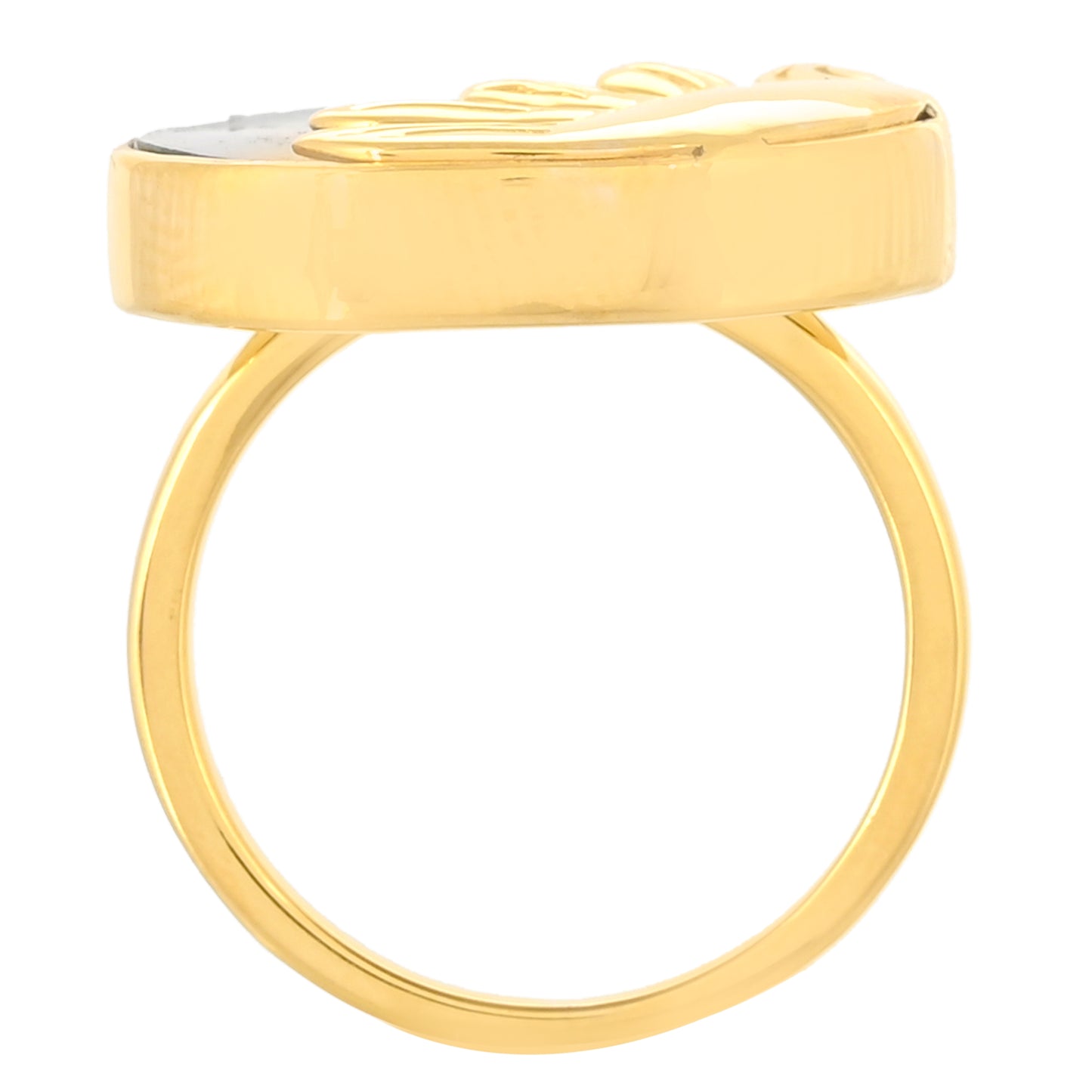 Pozlacené Stříbro 925/1000 - Prsten s Mušlí Abalone - Karátové číslo: 10.35. přibližná hmotnost: 6.94 gramů