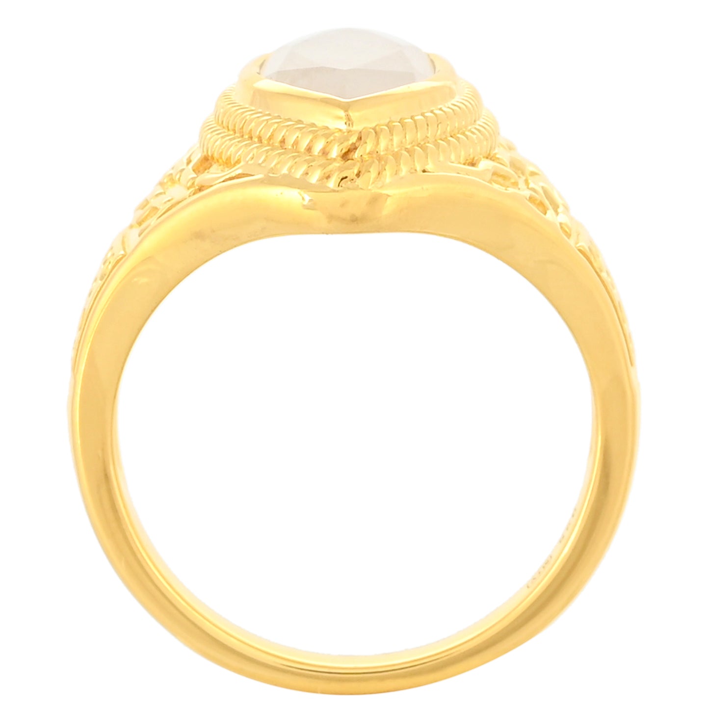 Pozlacený Stříbrný Prsten s Duhovým Měsíčním Kamenem