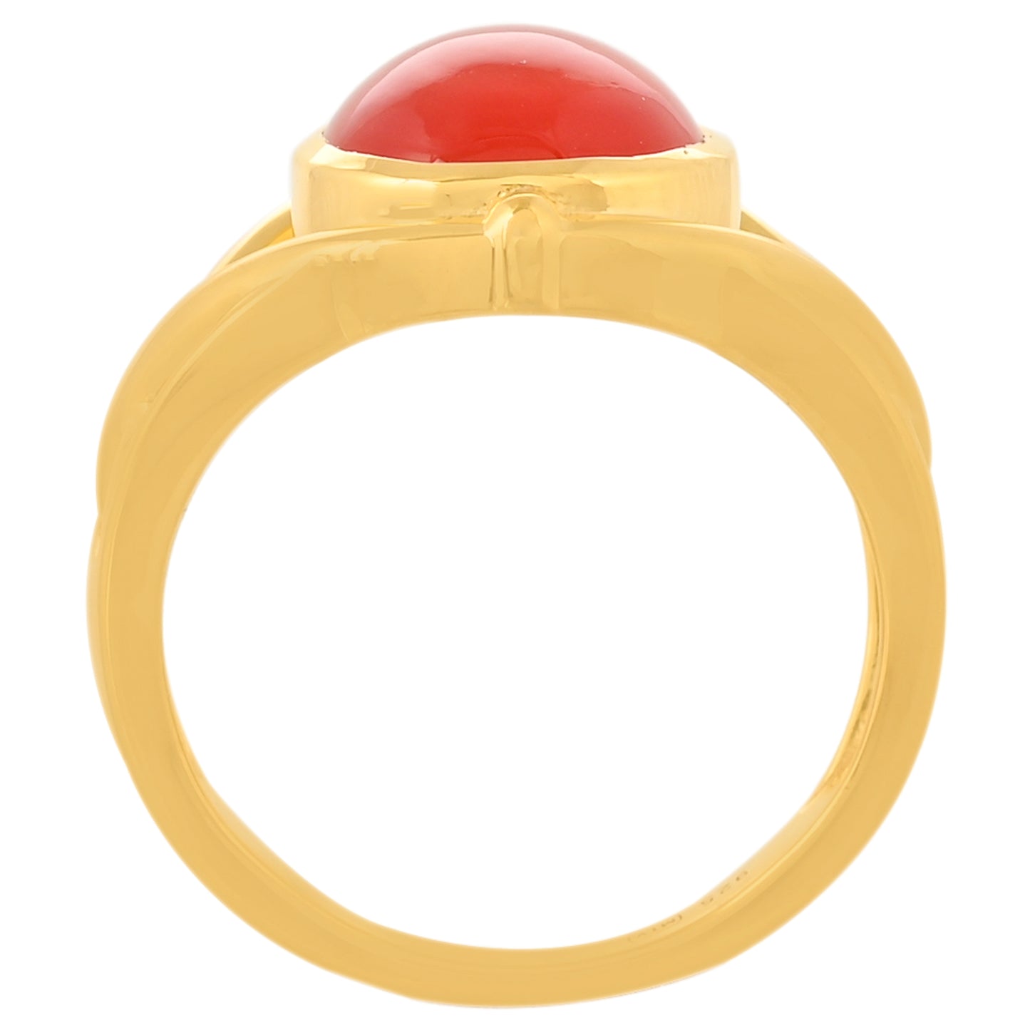 Pozlacené Stříbro 925/1000 - Prsten s Karneolem - Karátové číslo: 4.52. přibližná hmotnost: 5.94 gramů