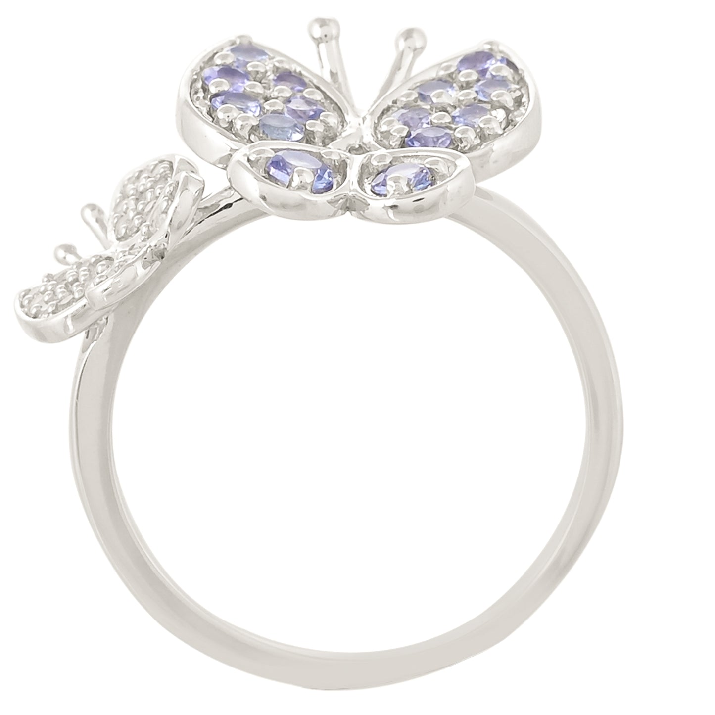 Stříbro 925/1000 - Prsten s Tanzanitem - Karátové číslo: 1.07. přibližná hmotnost: 3.39 gramů