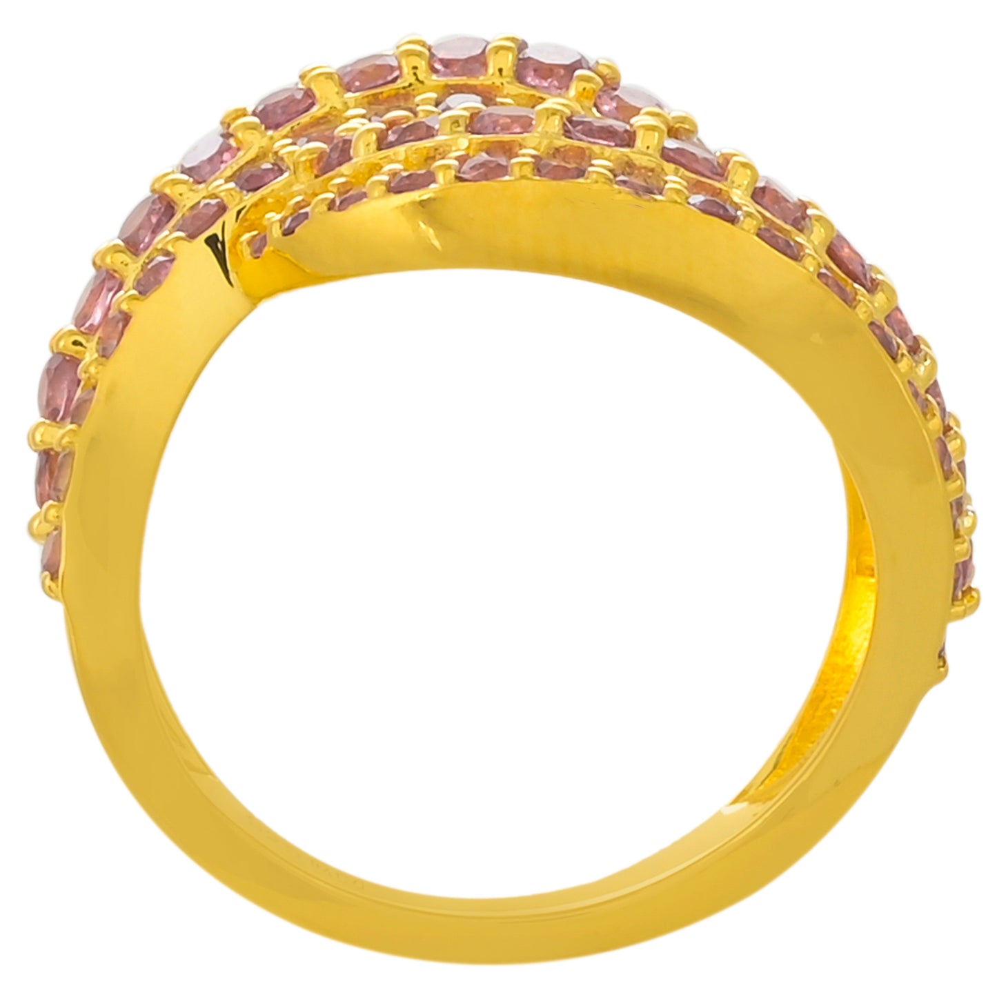 Pozlacené Stříbro 925/1000 - Prsten s Rhodolitovým Granátem - Karátové číslo: 2.3. přibližná hmotnost: 5.12 gramů