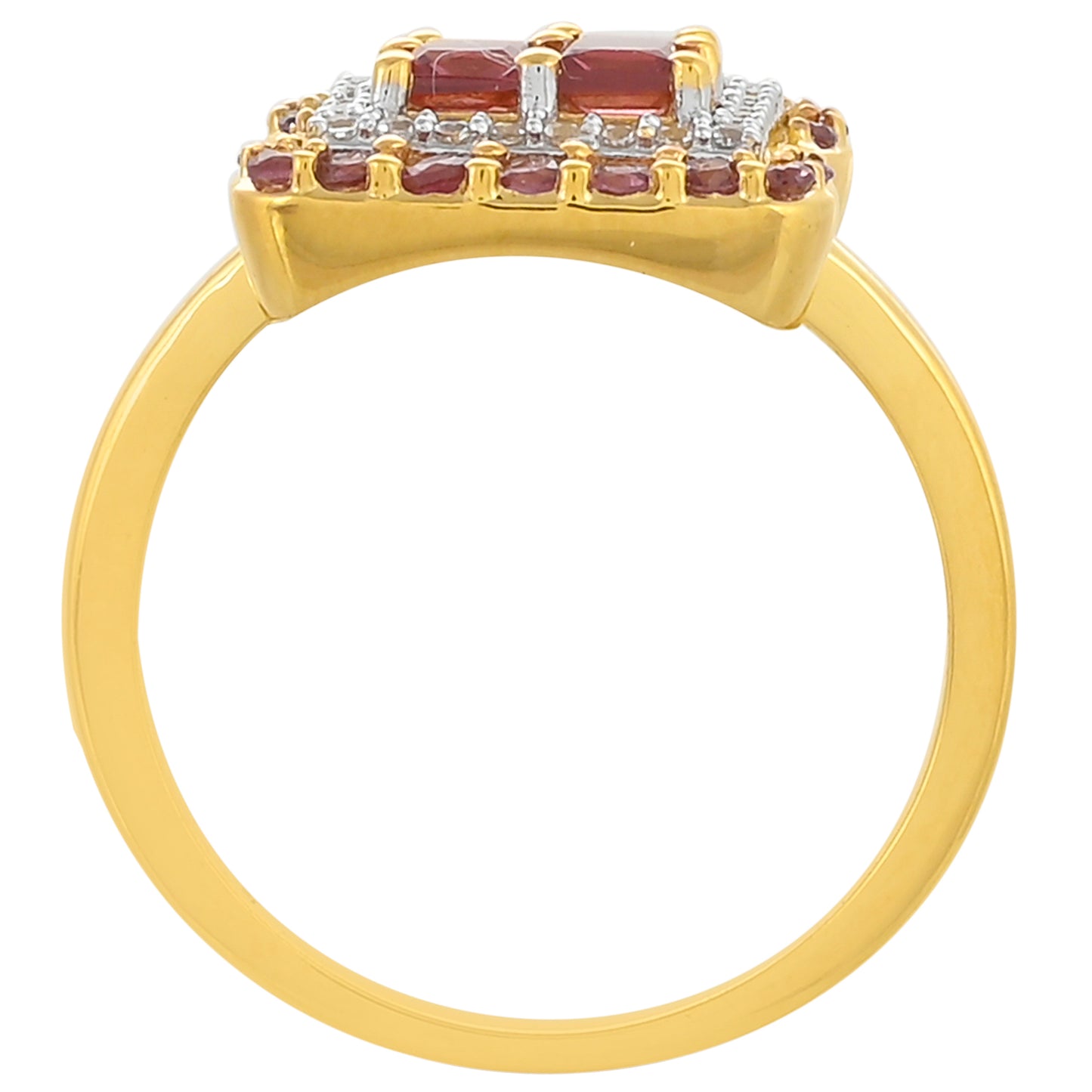 Pozlacené Stříbro 925/1000 - Prsten s Rhodolitovým Granátem - Karátové číslo: 1.27. přibližná hmotnost: 3.24 gramů