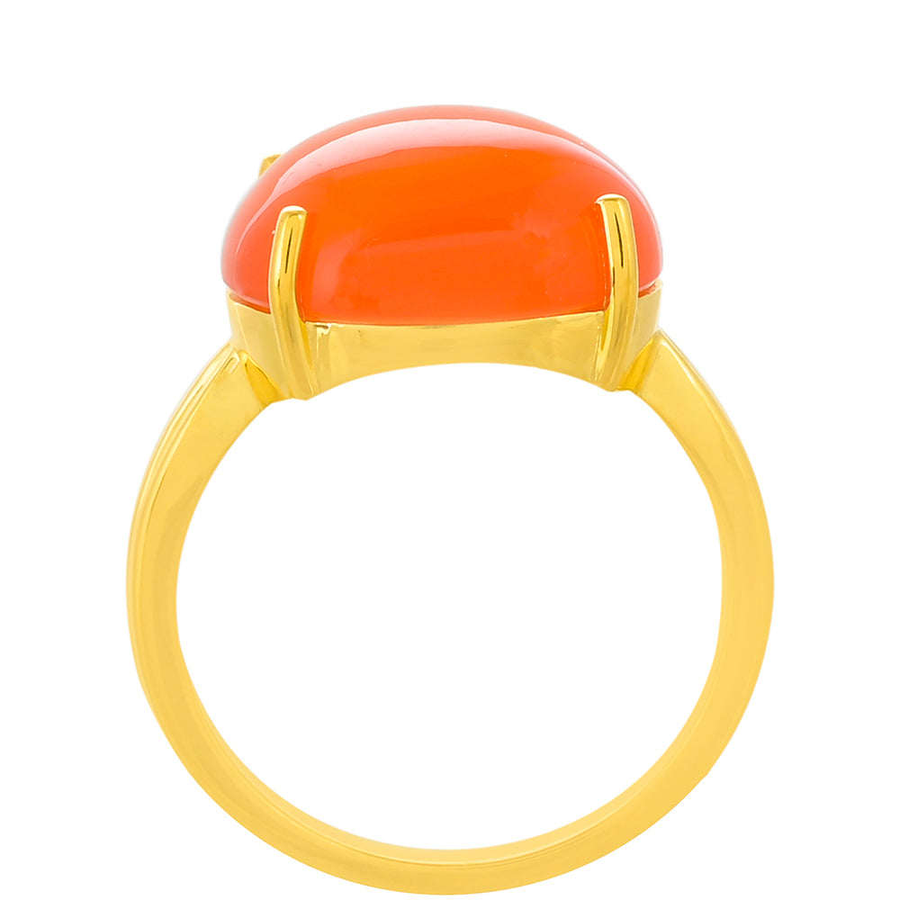 Pozlacený Stříbrný Prsten s Karneolem