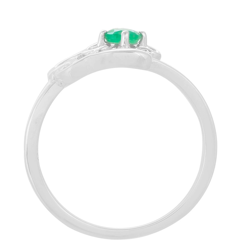 Stříbro 925/1000 - Prsten s Brazilským Smaragdem - Karátové číslo: 0.24. přibližná hmotnost: 2.14 gramů