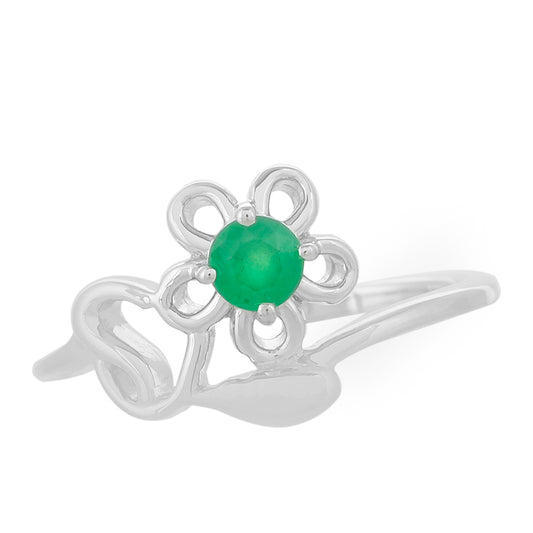 Stříbro 925/1000 - Prsten s Brazilským Smaragdem - Karátové číslo: 0.24. přibližná hmotnost: 2.14 gramů