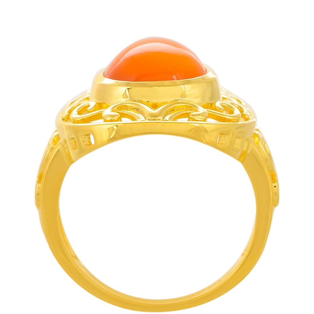 Pozlacený Stříbrný Prsten s Karneolem