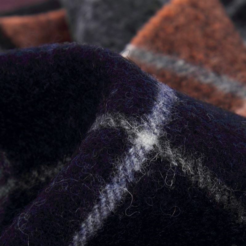 Šála ze 100% Pravé Vlny, 30 cm x 180 cm, Černý, Šedý a Broskvový kostkovaný vzor | -80% Akce na Šperky