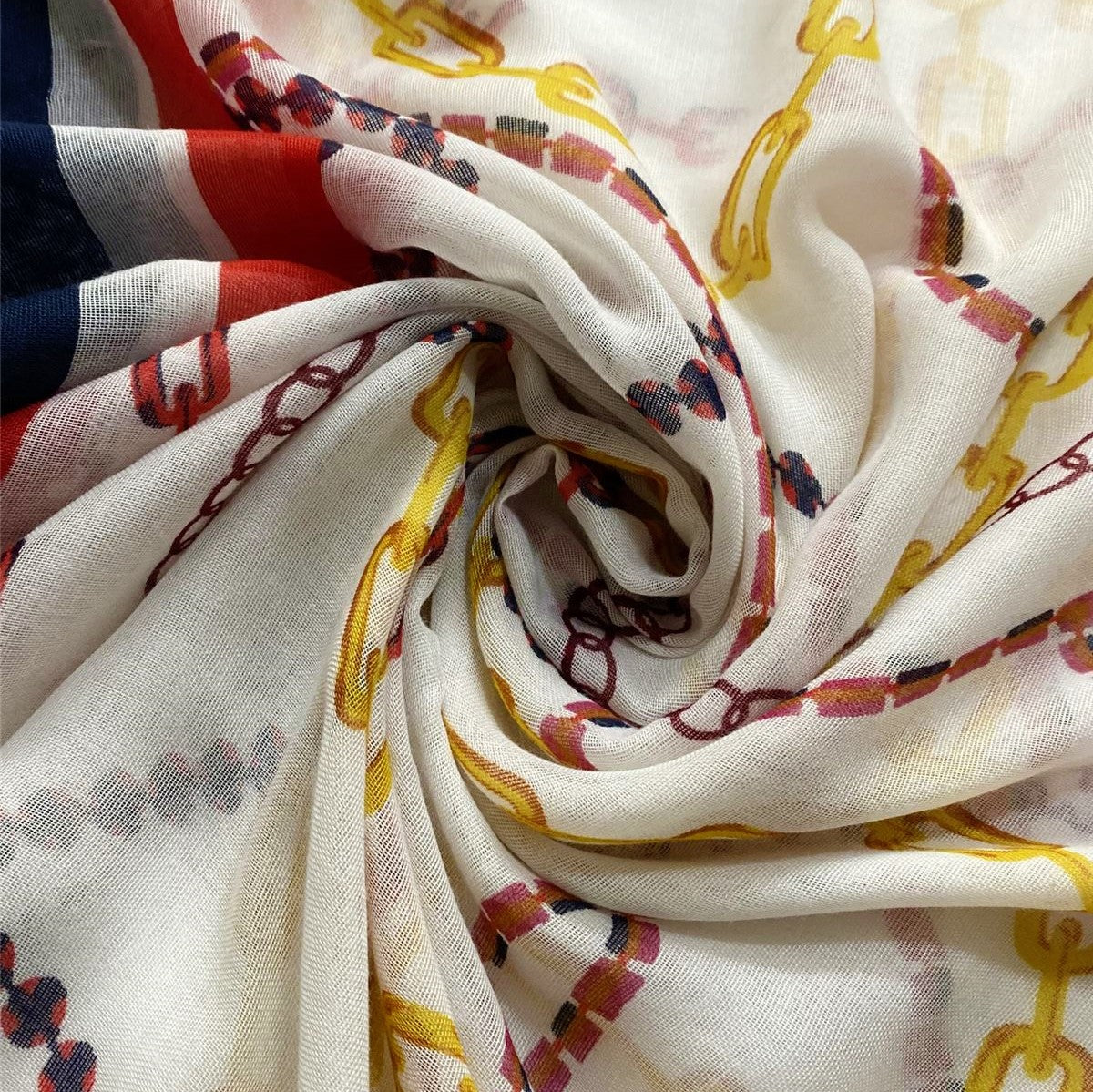 Bavlněná Šála-šátek, 90 cm x 180 cm, Motiv řetězu | -80% Akce na Šperky