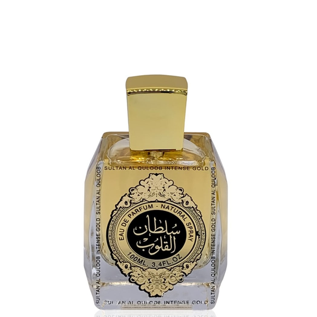100 ml Eau de Parfume Sultan Al Quloob Intense Gold Kořeněná Dřevitá Vůně pro Muže a Ženy | -80% Akce na Šperky