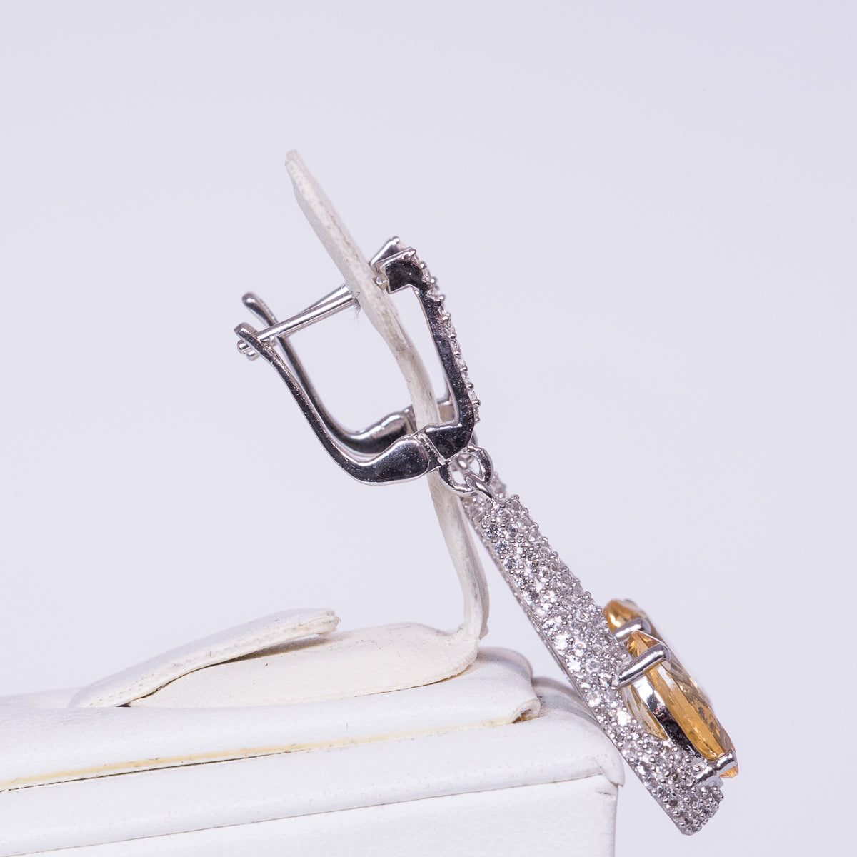 Stříbrné Náušnice s Uralským Citrínem a Bílým Topazem | -80% Akce na Šperky