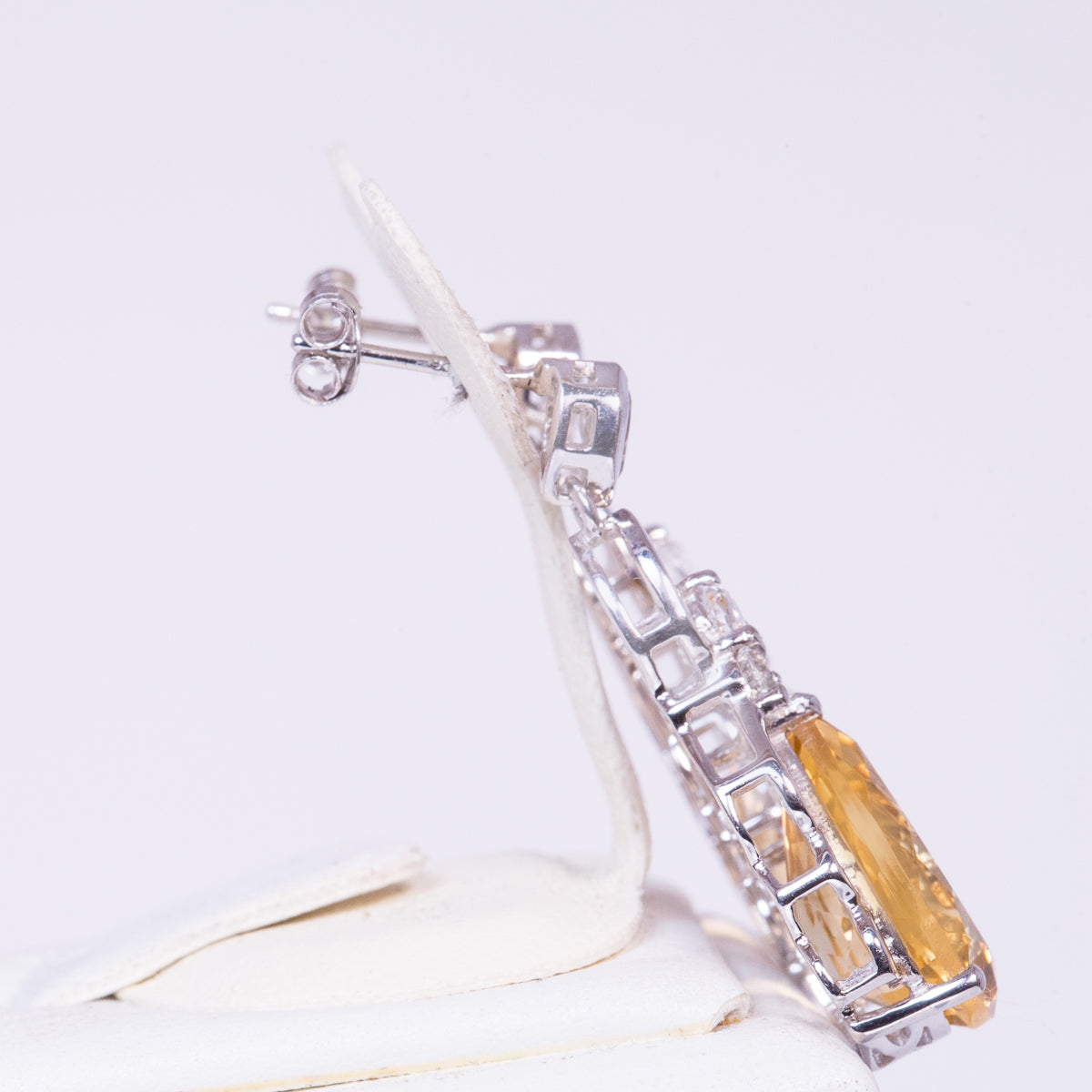 Stříbrné Náušnice s Uralským Citrínem a Bílým Topazem | -80% Akce na Šperky