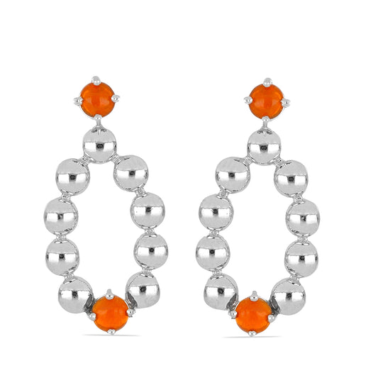 Stříbrné Náušnice s Oranžovým Ohnivým Opálem | -80% Akce na Šperky