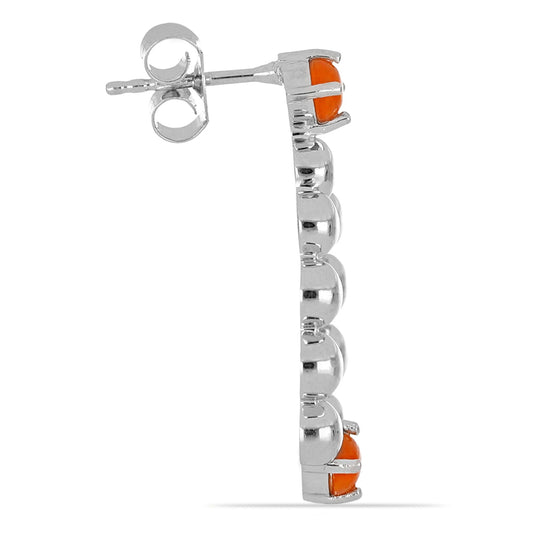 Stříbrné Náušnice s Oranžovým Ohnivým Opálem | -80% Akce na Šperky