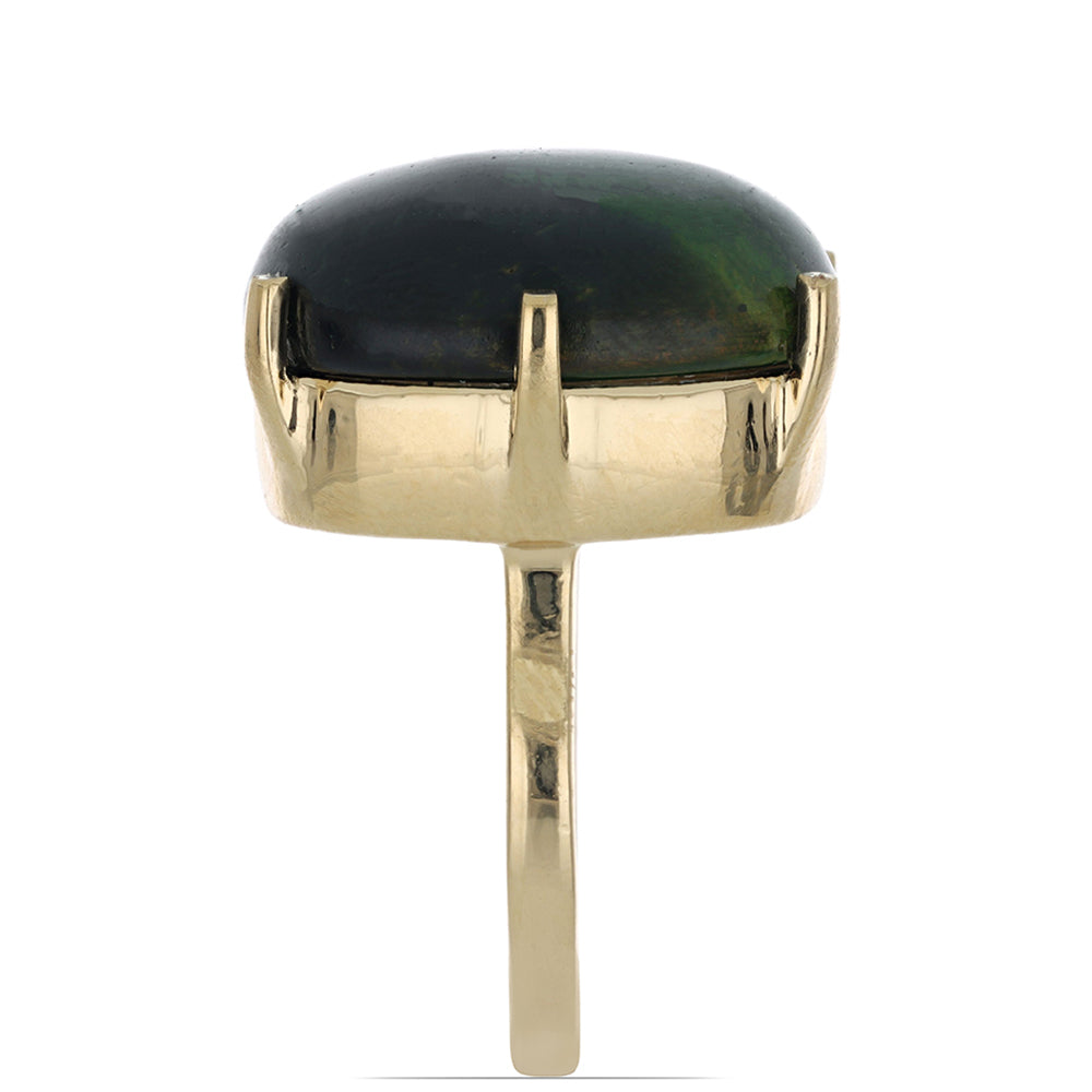 Pozlacený Stříbrný Prsten se Zeleným Tygřím Okem