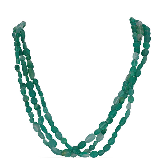 Pozlacený Stříbrný Náhrdelník se Zeleným Achátem ze Spruce Pine