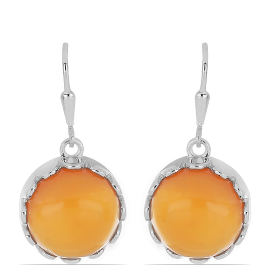 Stříbro 925/1000 - Náušnice s Karneolem z Tagebau - Karátové číslo: 19.22. přibližná hmotnost: 7.52 gramů