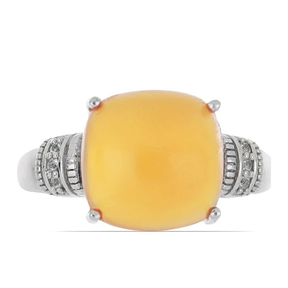 Stříbrný Prsten s Karneolem z Tagebau a Bílým Topazem