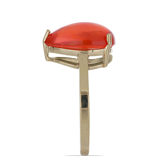 Pozlacené Stříbro 925/1000 - Prsten s Oranžovým Opálem z Lega Dembi - Karátové číslo: 3.2. přibližná hmotnost: 3.45 gramů