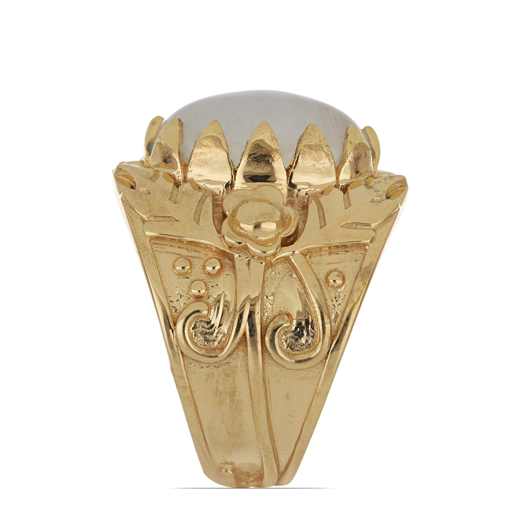 Pozlacený Stříbrný Prsten s Duhovým Měsíčním Kamenem z Grant County