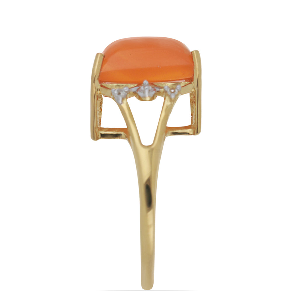 Pozlacený Stříbrný Prsten s Karneolem z Tagebau a Bílým Topazem