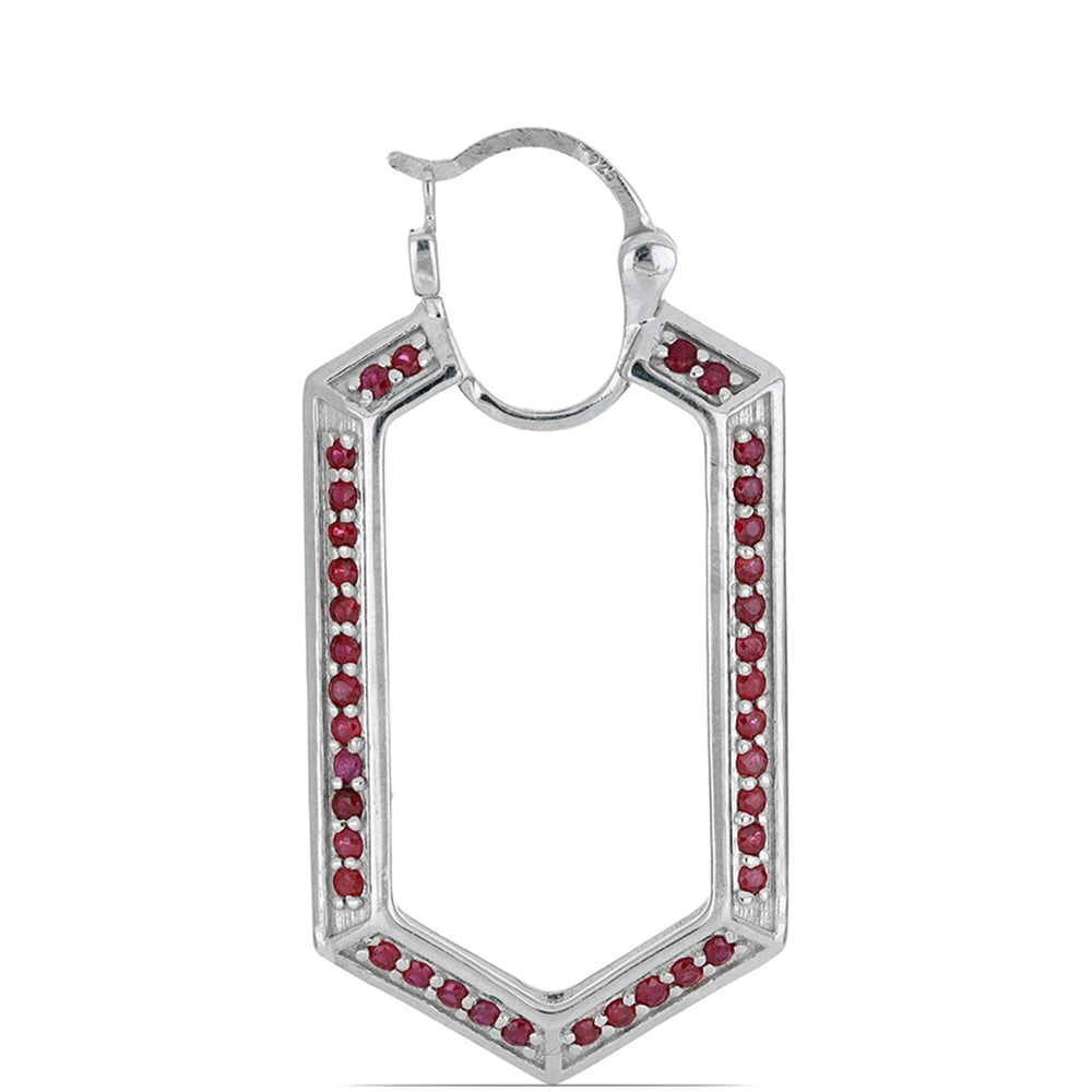Stříbro 925/1000 - Náušnice s Madagaskarským Rubínem - Karátové číslo: 2.8. přibližná hmotnost: 10.21 gramů