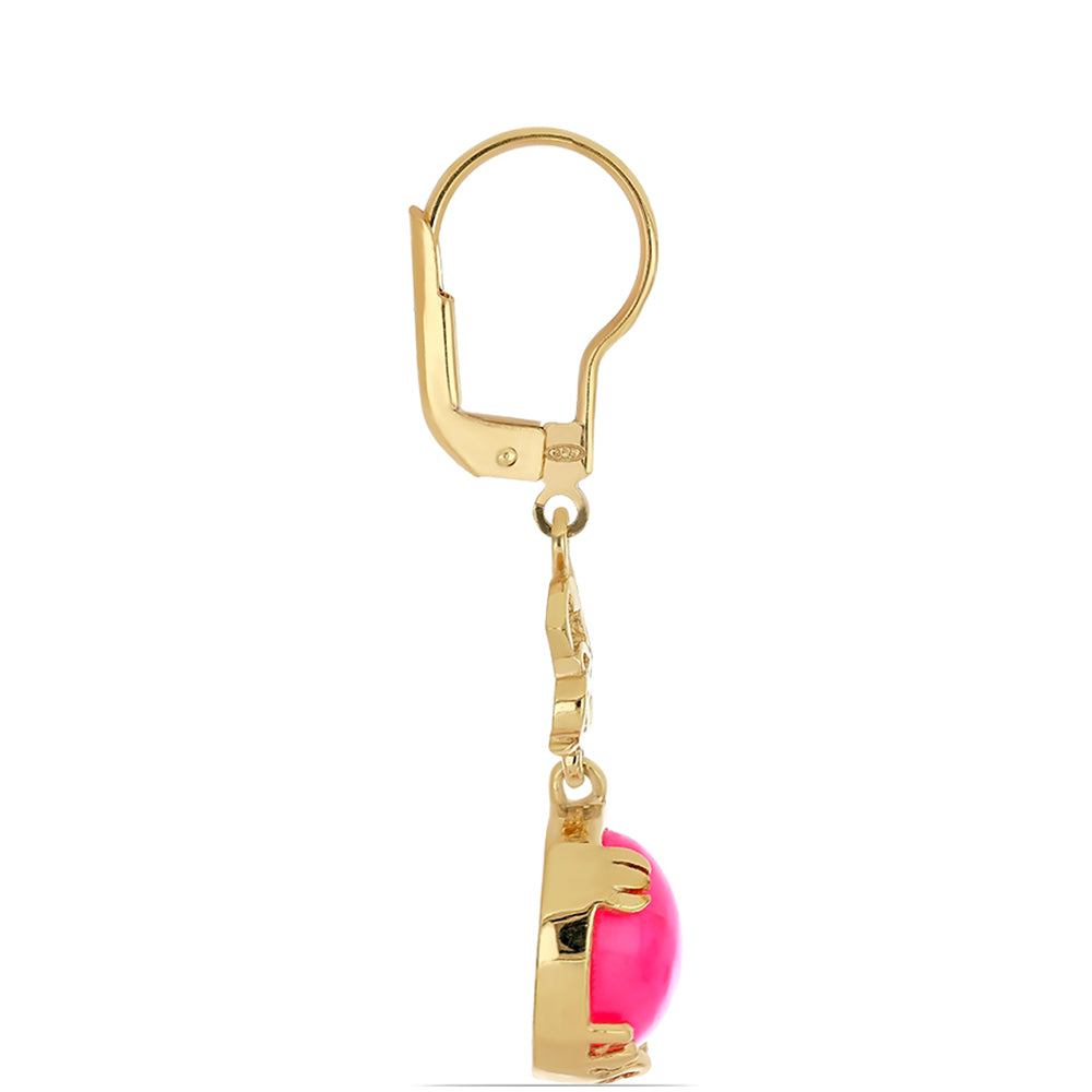 Pozlacené Stříbro 925/1000 - Náušnice s Etiopským Růžovým Opálem z Lega Dembi - Karátové číslo: 2.96. přibližná hmotnost: 4.43 gramů