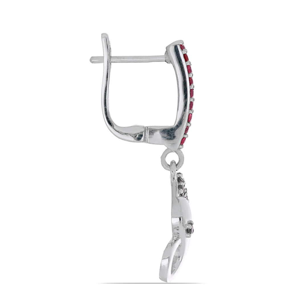 Stříbro 925/1000 - Náušnice s Madagaskarským Rubínem - Karátové číslo: 1.19. přibližná hmotnost: 7.31 gramů