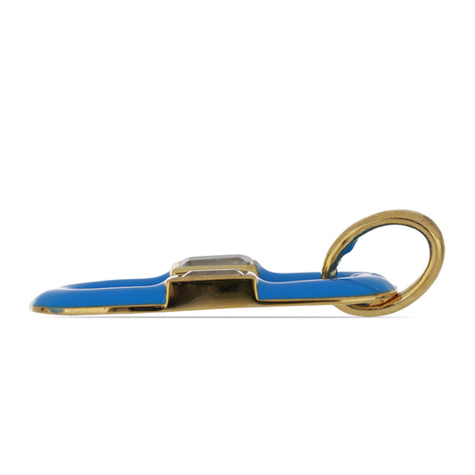 Pozlacené Stříbro 925/1000 - Přívěsek se Smaltem a Bílým Topazem - Karátové číslo: 0.83. přibližná hmotnost: 4.05 gramů