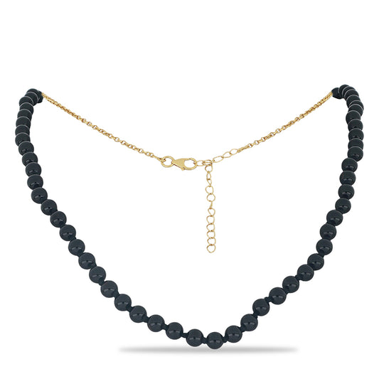 Pozlacené Stříbro 925/1000 - Náhrdelník s Černým Onyxem - Karátové číslo: 97.41. přibližná hmotnost: 20.43 gramů