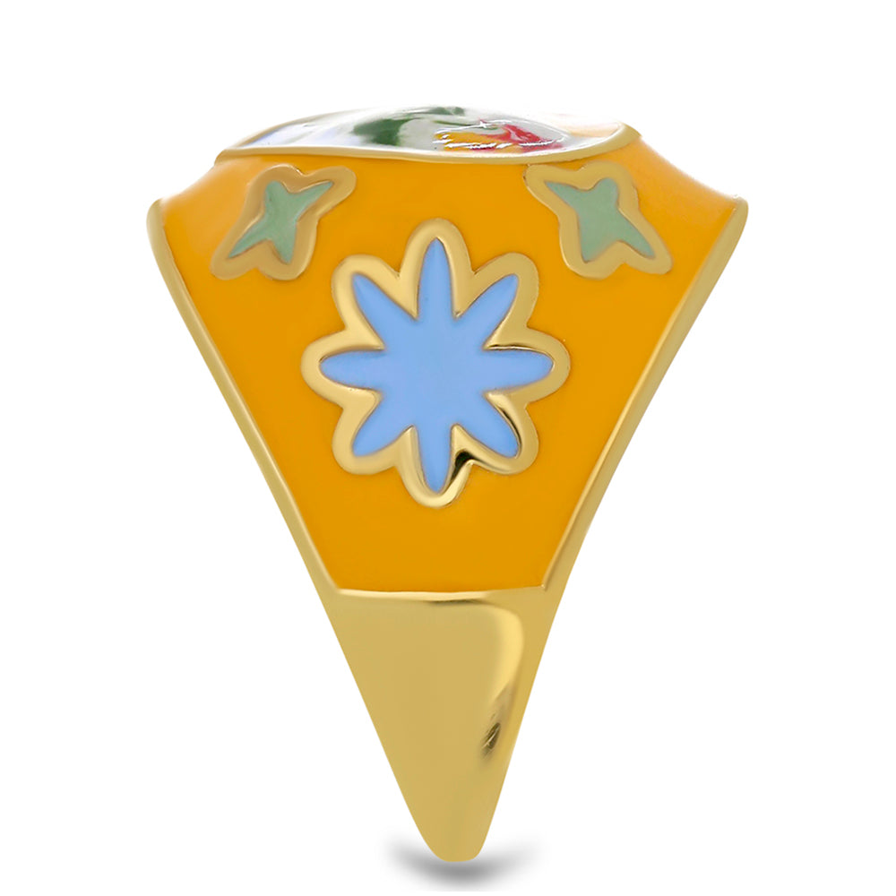 Pozlacené Stříbro 925/1000 - Prsten se Smaltem přibližná hmotnost: 8.9 gramů