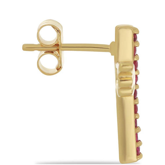 Pozlacené Stříbro 925/1000 - Náušnice s Madagaskarským Rubínem - Karátové číslo: 0.32. přibližná hmotnost: 3.21 gramů