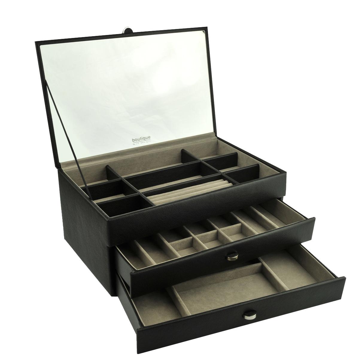Velká černá prémiová butiková šperkovnice