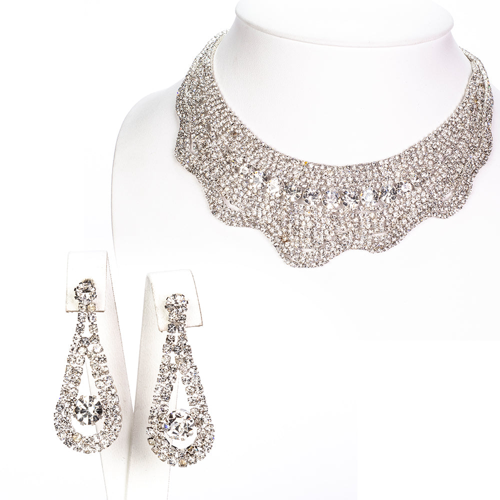 Pozlacená Slitinová Sada s Bílým Emporia® Křišťálem ( Náhrdelník+Náušnice ) 1 